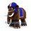 Mammoth Mascot Costume in Brown with Blue Helmet and Saddle Cloth
