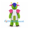 Dragon Mascot Costume in Lime Green with Pink Wings and White Uniform