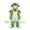 Dragon Mascot Costume in Lime Green with Pink Wings and White Uniform