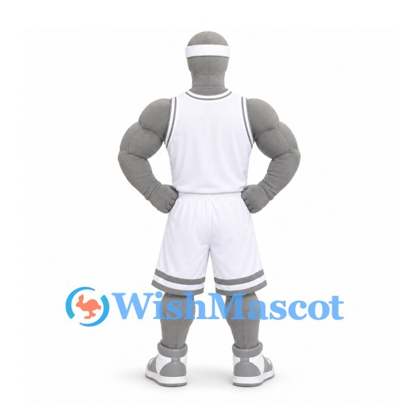 Alien Mascot Costume in Gray with White Basketball Uniform