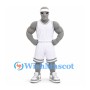 Alien Mascot Costume in Gray with White Basketball Uniform