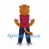 Lion Mascot Costume with Burgundy Shirt and Navy Pants
