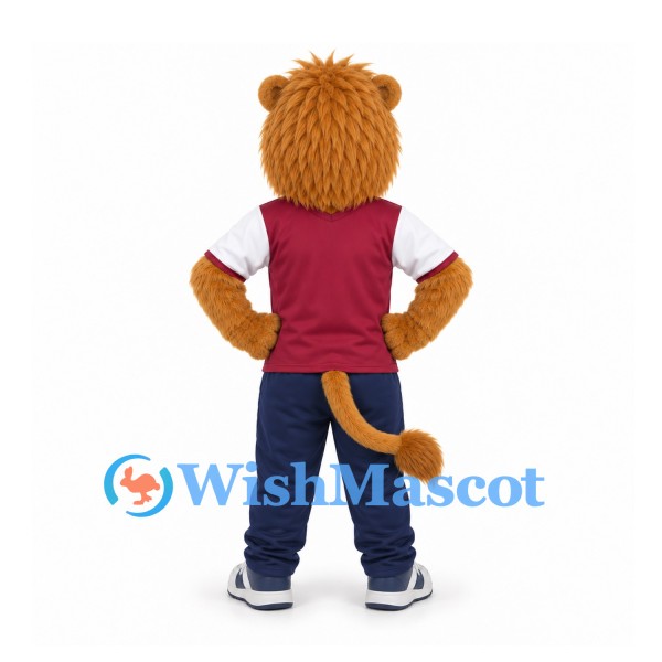 Lion Mascot Costume with Burgundy Shirt and Navy Pants