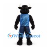 Bull Mascot Costume in Black with Blue Basketball Uniform