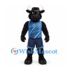 Bull Mascot Costume in Black with Blue Basketball Uniform