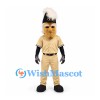 Marching Band Mascot Costume with Plumed Hat and Beige Uniform