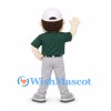 Baseball Player Mascot Costume with Green Shirt and White Cap