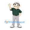 Baseball Player Mascot Costume with Green Shirt and White Cap