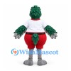 Bird Mascot Costume in Green with White Shirt and Red Shorts