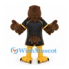 Eagle Mascot Costume in Brown with Black and Gold Sports Uniform