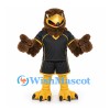 Eagle Mascot Costume in Brown with Black and Gold Sports Uniform