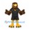 Eagle Mascot Costume in Brown with Black and Gold Sports Uniform