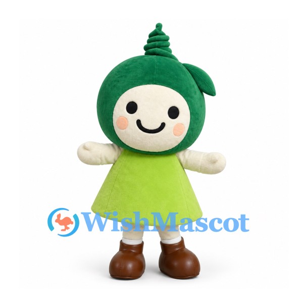 Tree Character Mascot Costume with Green Hood and Lime Dress