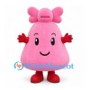 Pink Character Mascot Costume with Flower Shaped Head and Red Gloves