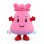 Pink Character Mascot Costume with Flower Shaped Head and Red Gloves