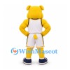 Bulldog Mascot Costume in Yellow with White Basketball Uniform