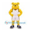 Bulldog Mascot Costume in Yellow with White Basketball Uniform