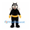 Bee Mascot Costume in Black with Yellow Waist Stripe and White Wings