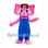 Elephant Mascot Costume in Pink with Blue Overalls