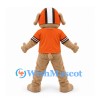 Dog Mascot Costume in Tan with Orange Football Helmet and Shirt