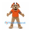 Dog Mascot Costume in Tan with Orange Football Helmet and Shirt