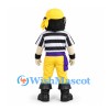 Pirate Mascot Costume with Yellow Bandana and Black Striped Shirt
