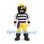 Pirate Mascot Costume with Yellow Bandana and Black Striped Shirt