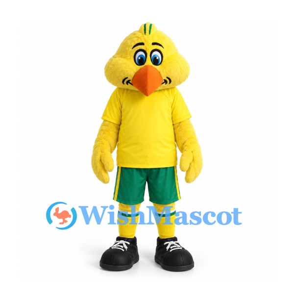 Yellow Bird Mascot Costume with Green Sports Shorts