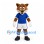 Fox Mascot Costume in Brown with Blue Sports Shirt and White Shorts