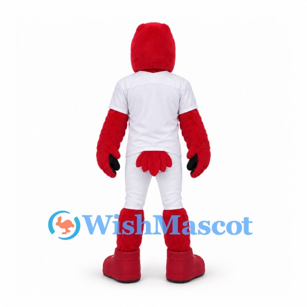 Red Bird Mascot Costume with White Sports Uniform