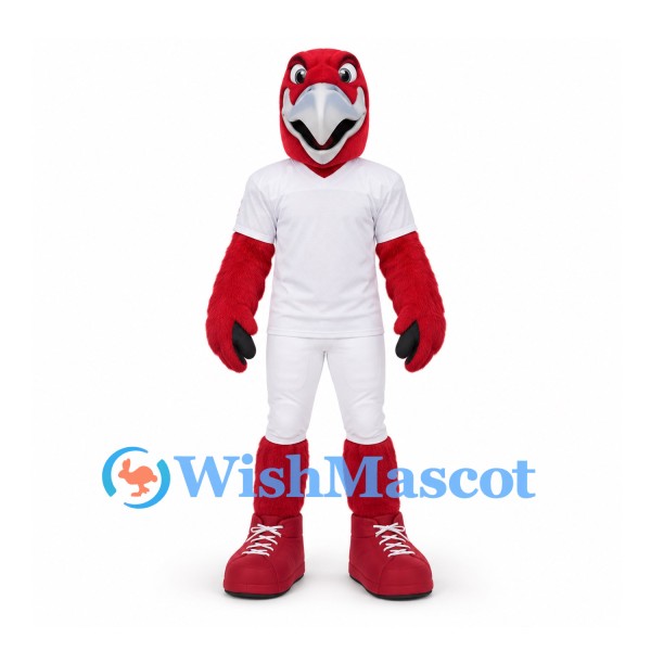 Red Bird Mascot Costume with White Sports Uniform
