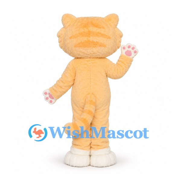 Cat Mascot Costume in Pale Orange with Green Eyes and White Belly