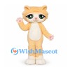 Cat Mascot Costume in Pale Orange with Green Eyes and White Belly