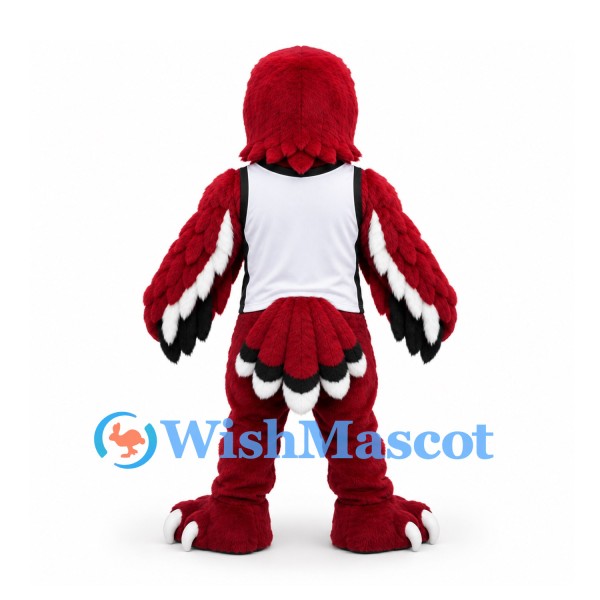 Eagle Mascot Costume in Burgundy with White Vest and Wing Stripes