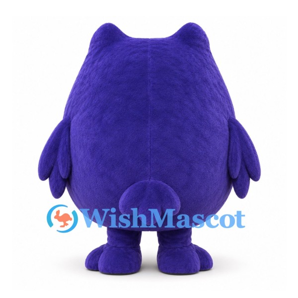 Owl Mascot Costume in Purple with Pink Belly and Green Eye Patches