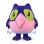 Owl Mascot Costume in Purple with Pink Belly and Green Eye Patches
