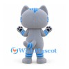 Cat Mascot Costume in Gray with Blue Stripes and White Belly