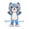 Cat Mascot Costume in Gray with Blue Stripes and White Belly