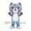Cat Mascot Costume in Gray with Blue Stripes and White Belly