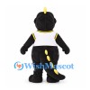 Dinosaur Mascot Costume in Black with Yellow Belly and White Shirt