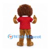 Lion Mascot Costume with Brown Mane and Red Polo Shirt
