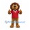 Lion Mascot Costume with Brown Mane and Red Polo Shirt