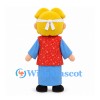Boy Mascot Costume with Yellow Hair and Blue Robe with Red Vest