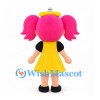 Girl Mascot Costume with Pink Pigtails and Yellow Dress