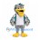 Bird Mascot Costume in Gray with Teal Feather Accents and White Shirt