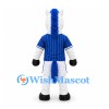Horse Mascot Costume in White with Blue Mane and Baseball Uniform