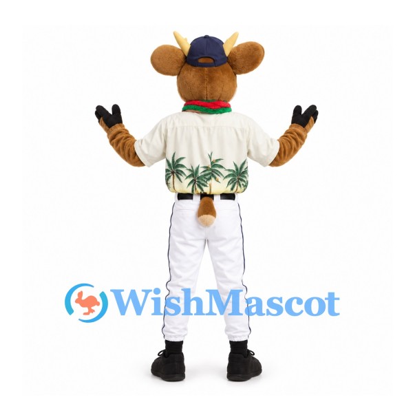 Bull Mascot Costume with Palm Print Shirt and White Pants