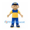 Boy Mascot Costume with Blue Cap and Yellow and Blue Outfit
