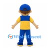 Boy Mascot Costume with Blue Cap and Yellow and Blue Outfit