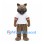 Wolf Mascot Costume in Brown with White Sports Shirt